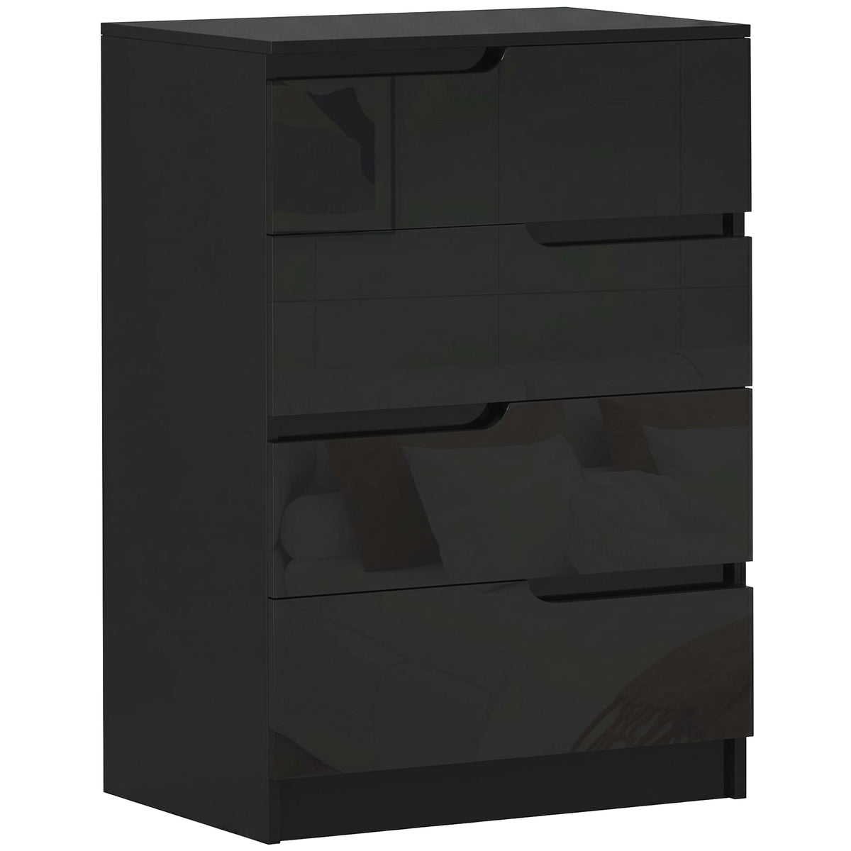 Modern Dresser with 4 Drawers, Chest of Drawers for Bedroom, Living Room, 60 x 40 x 85cm, Black