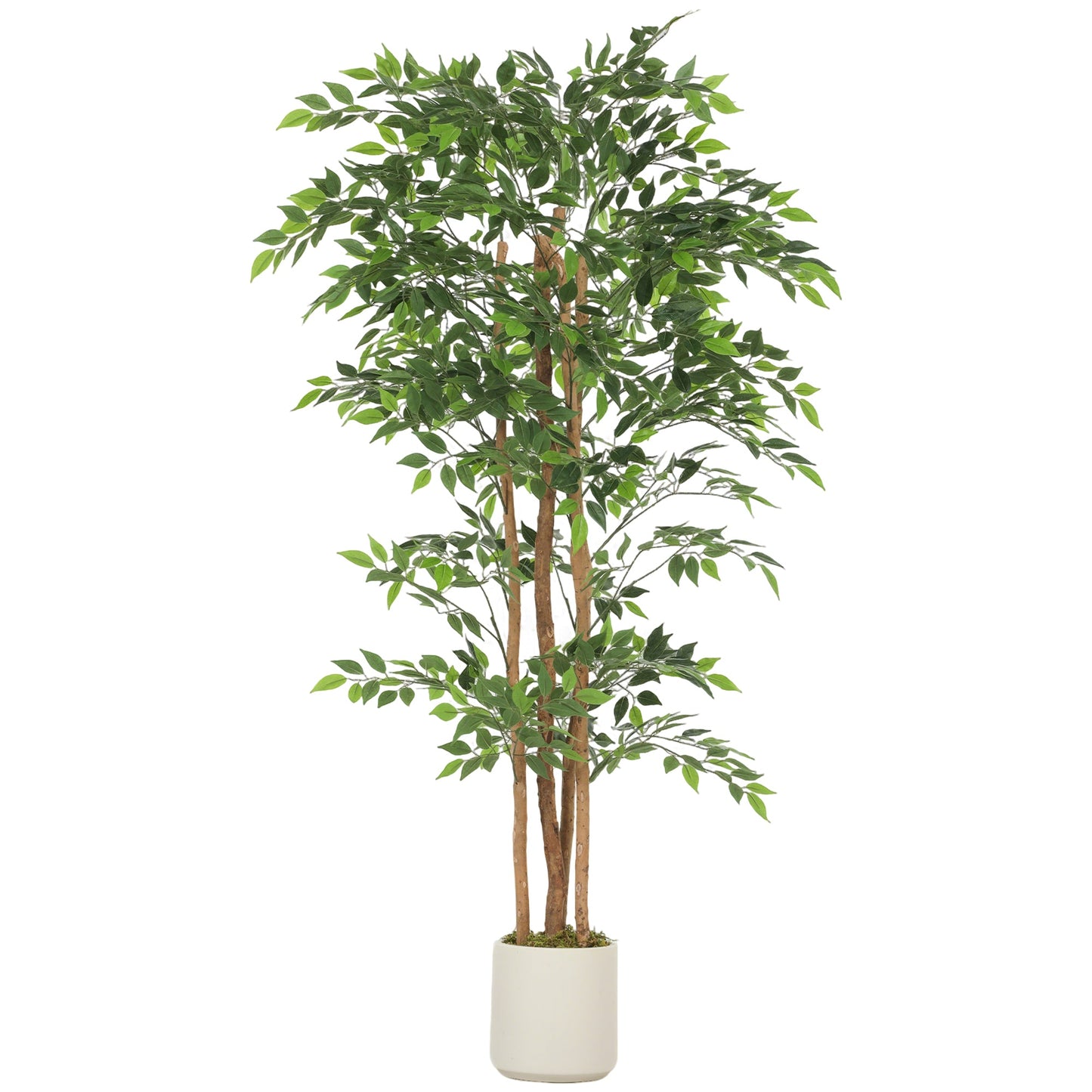 180cm Artificial Ficus Tree, Decorative Artificial Plant with Solid Wood Trunk and Pot for Indoor Living Room Home Office Decor, Green