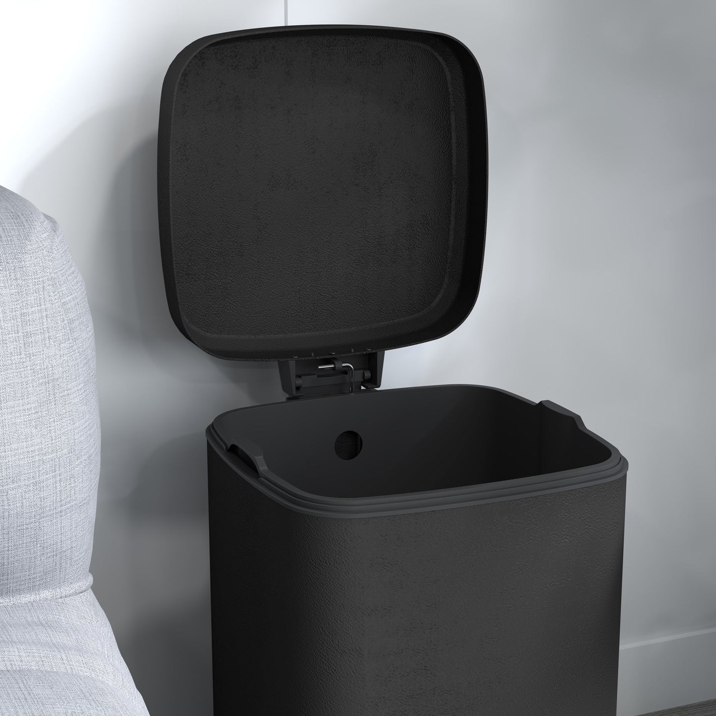 HOMCOM 20 Litre Pedal Bin, Fingerprint Proof Kitchen Bin with Soft-close Lid, Metal Rubbish Bin with Foot Pedal and Removable Inner Bucket, Black