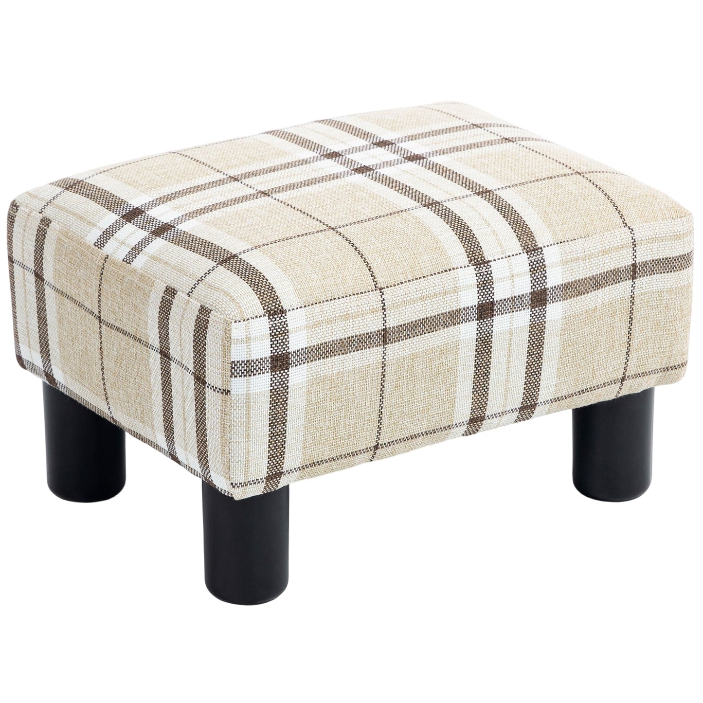 Linen-Look Fabric Foot Stool Footrest Small Seat Footrest Chair Ottoman Home Office with Legs 40 x 30 x 24cm, Multi-colored