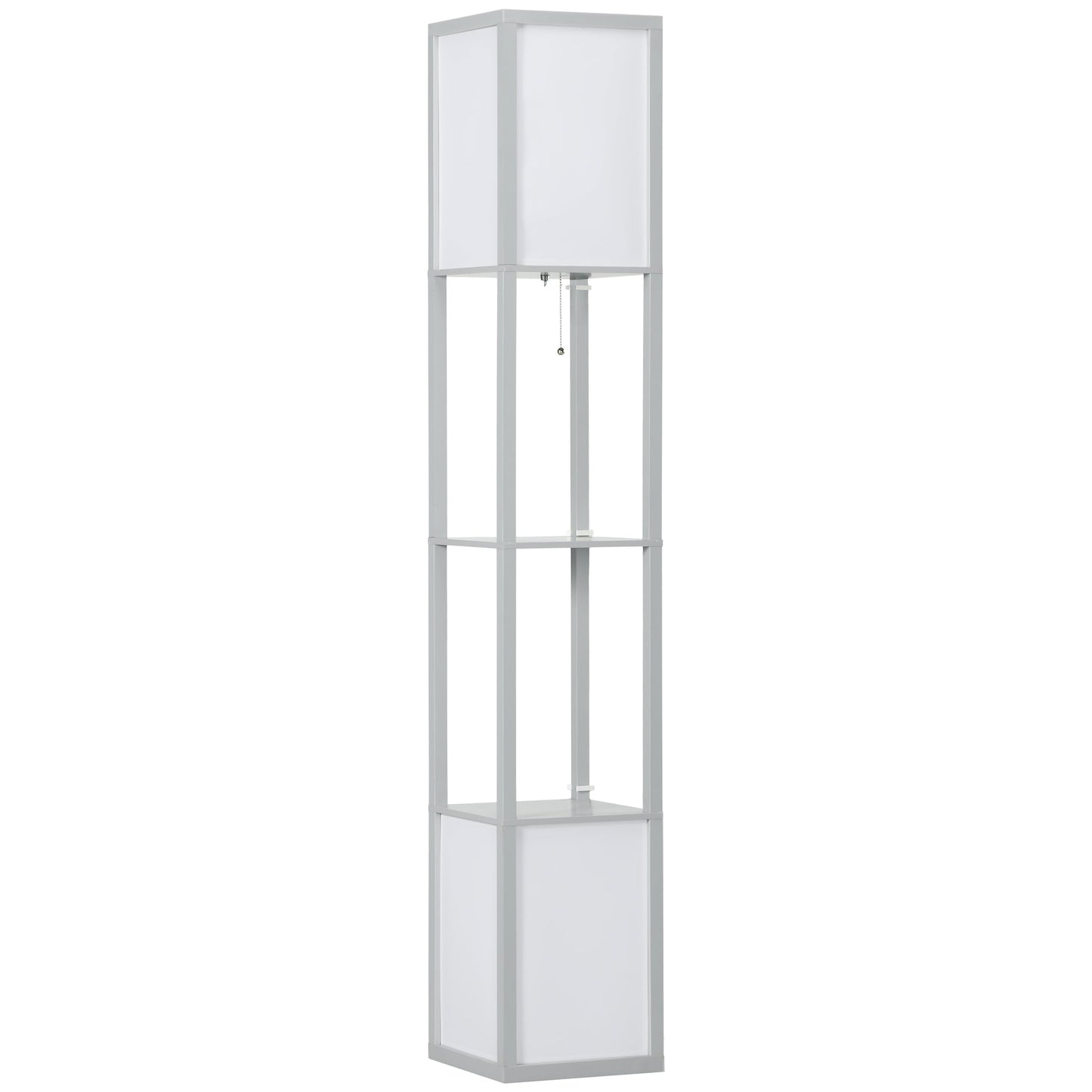 HOMCOM Floor Lamp with Shelves and Dual Light, Modern Corner Standing Lamp for Living Room, Bedroom, Bulb not Included, Light Grey