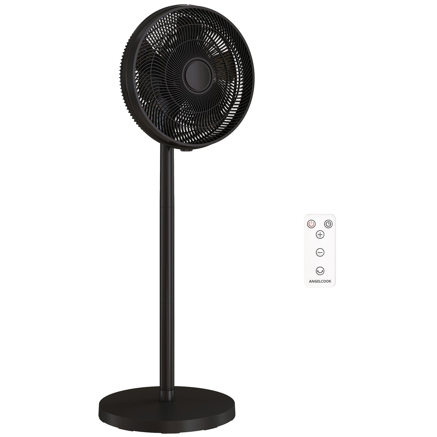 40 cm Standing Pedestal Fan, Quiet Electric Cooling Floor Fan with 80° Oscillating, Adjustable Tilt and Height, 4 Speed, 10H Timer, Remote Control, LED Display, for Home Office Bedroom, Black