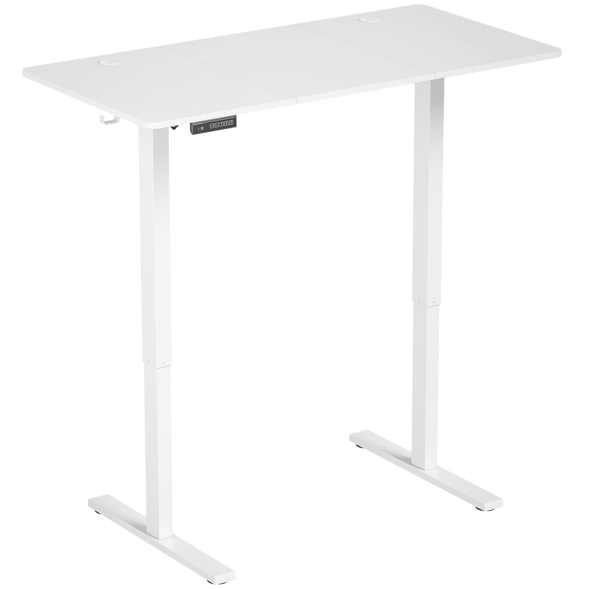 Electric Standing Desk Height Adjustable 120 x 60cm, Sit Stand Desk with 3 Memory Presets, Quiet Home Office Computer Desk with LED Display, Cable Holes & Hooks for Bedroom, Home Office, White