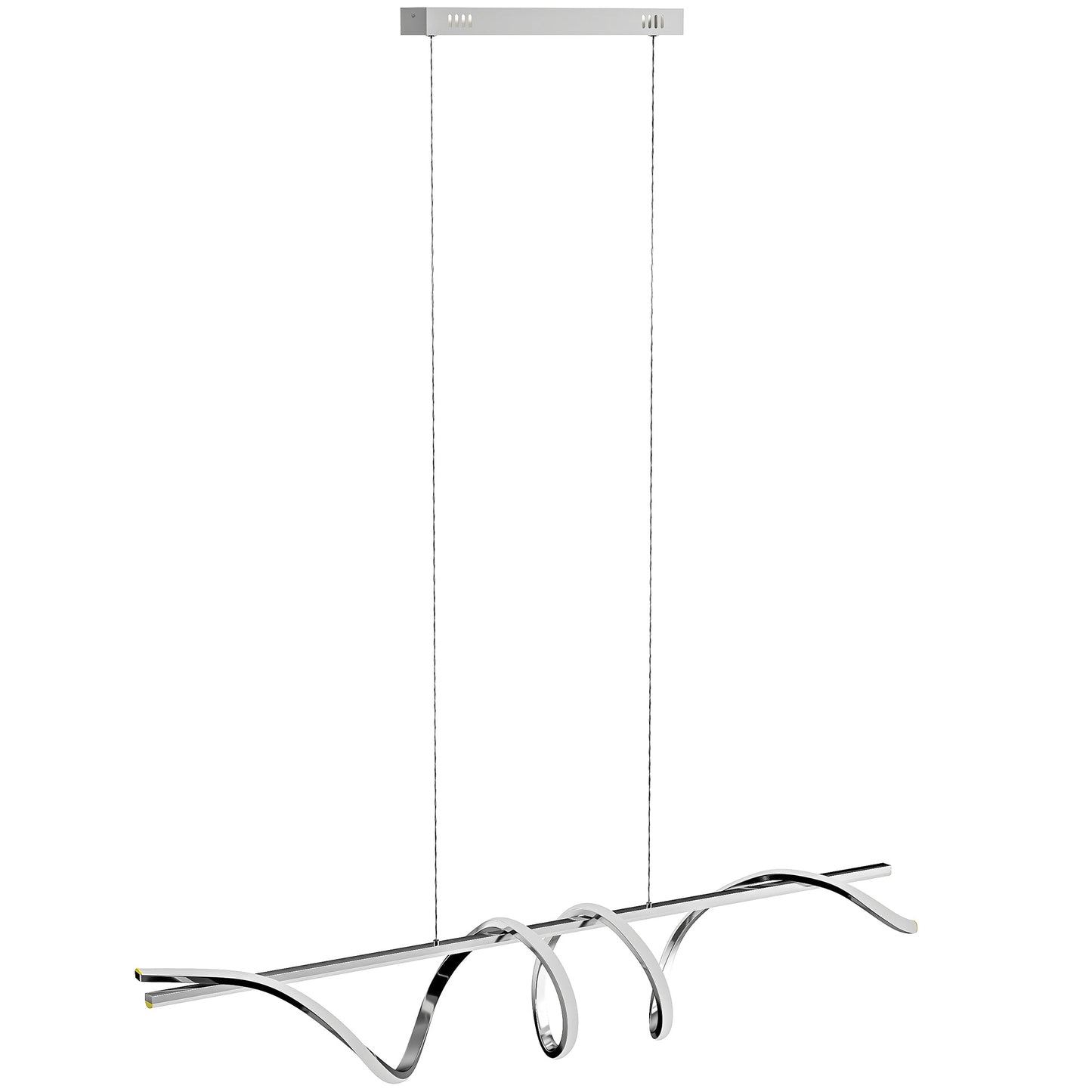 LED Pendant Light, Modern Ceiling Light with 3000K/4000K/6000K Temperatures, Adjustable Height Hanging Fixture with Wall Switch for Kitchen Island, Dining Room, Silver Tone