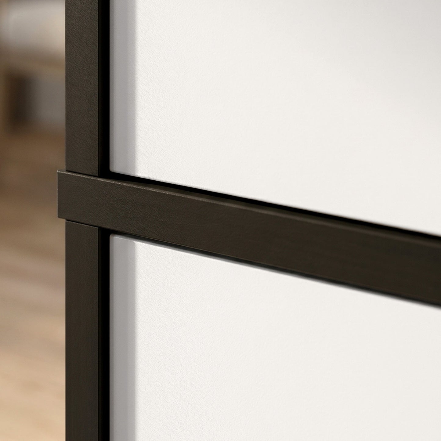 3-Drawer 2-Door Wardrobe with Hanging Rod for Clothes, Black