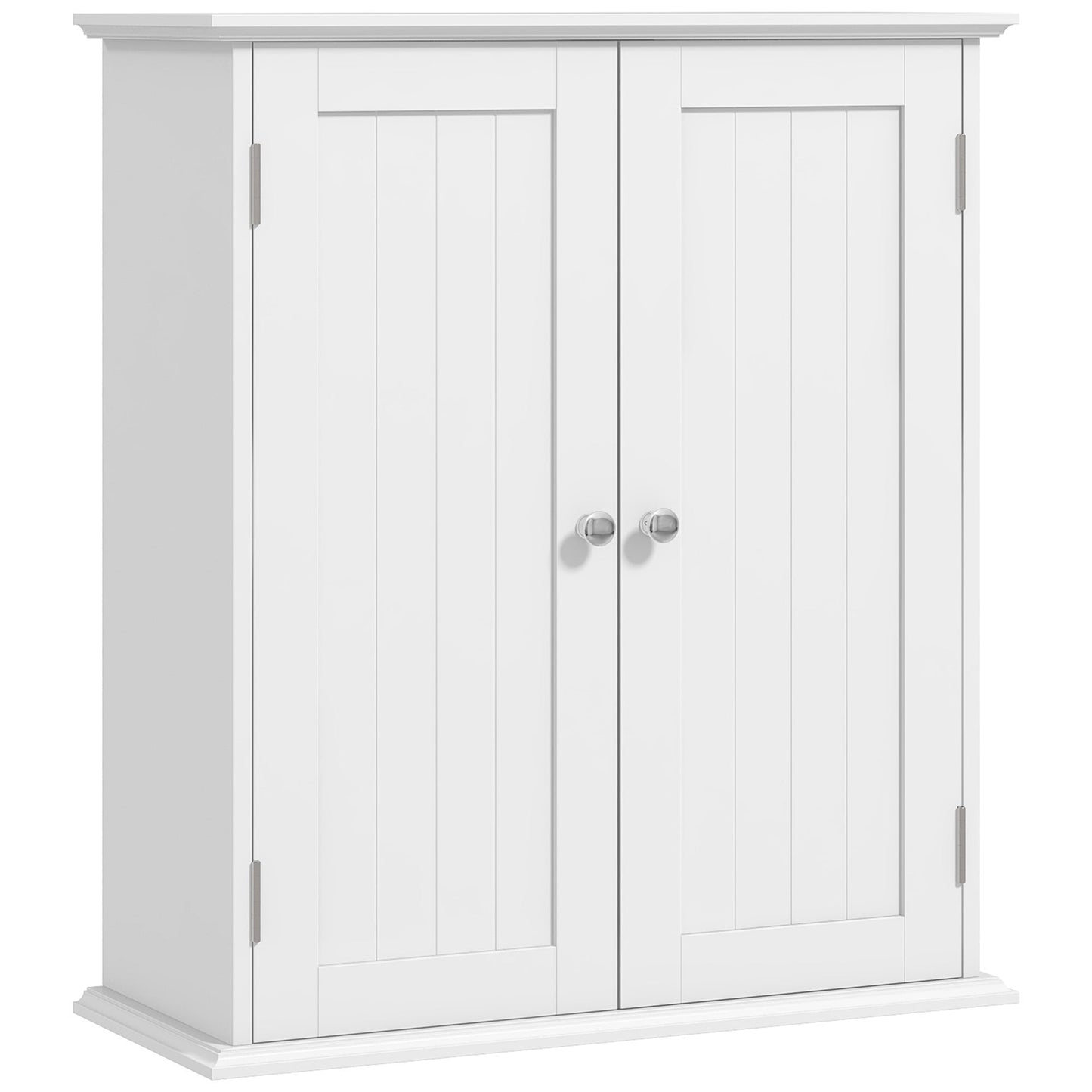 Bathroom Wall Cabinet, 3-Tier Wall-Mounted Bathroom Storage Cabinet with Adjustable Shelf, 2 Doors, Space Saver Medicine Cupboard, 53 x 22 x 61 cm, White