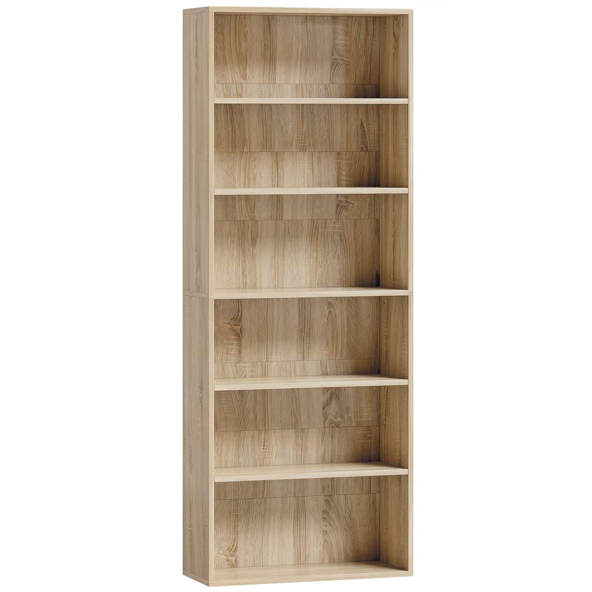 6 Tier Bookshelf, Freestanding Bookcase with Adjustable Shelves, Display Storage Unit for Living Room, Bedroom, Study, 60 x 24 x 158.5 cm, Oak Wood Effect