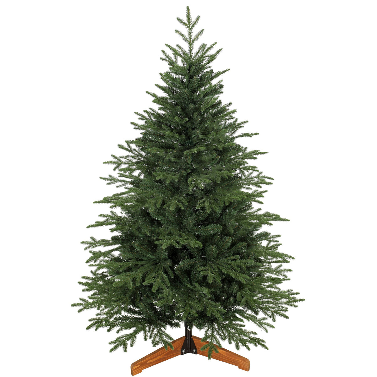 5ft Artificial Christmas Tree, Full Hinged Xmas Tree with 1524 PE & PVC Tips, Solid Pine Wood Stand for Home Office Holiday Decoration, Green
