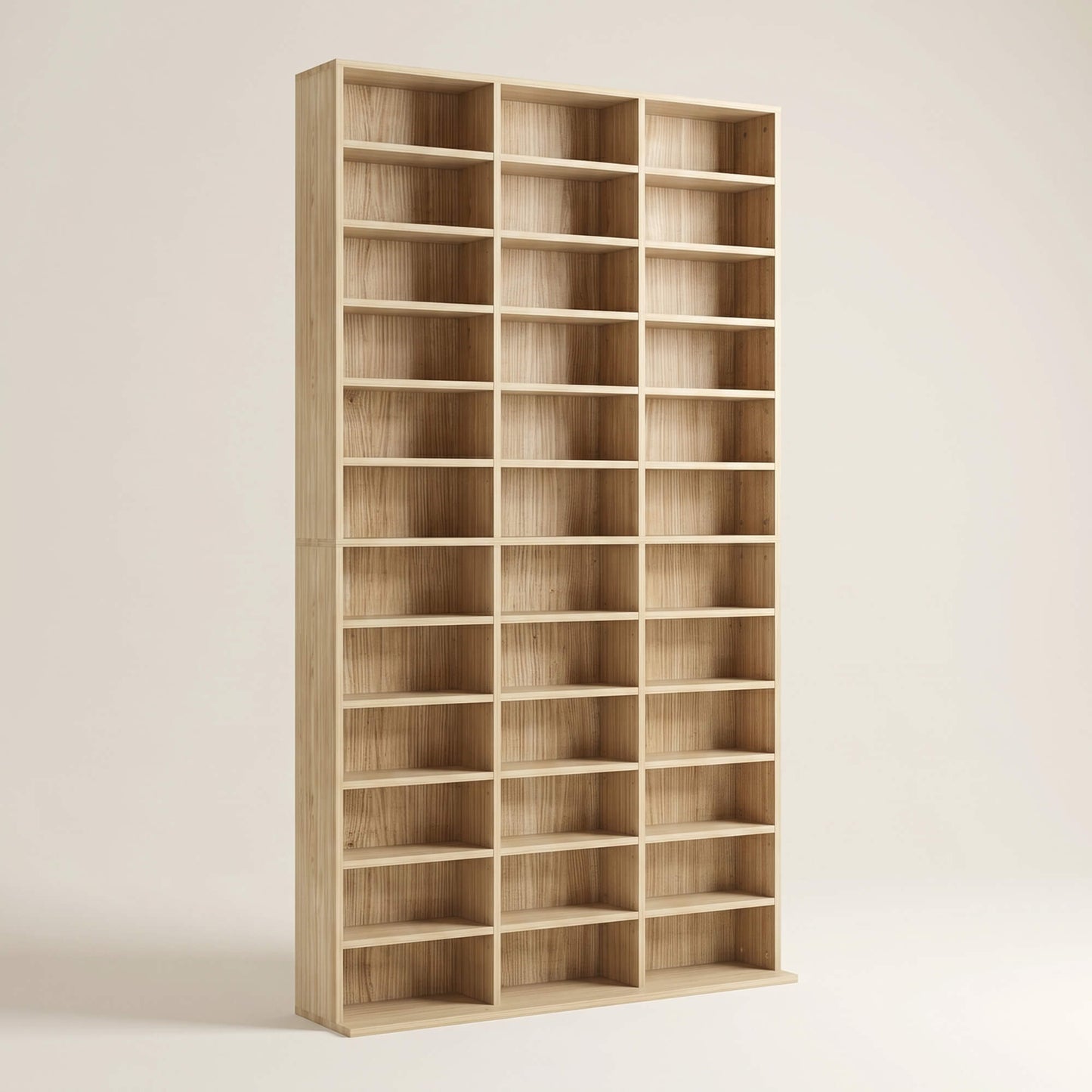 1116 CD/ 528 DVD Storage Unit, Media Storage Shelf, Wooden Display Unit with Adjustable Shelves, 102 x 195 cm, Oak Tone