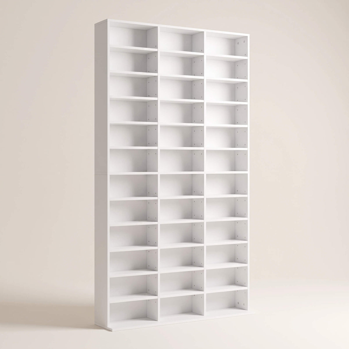 1116 CD/ 528 DVD Storage Unit, Media Storage Shelf, Wooden Display Unit with Adjustable Shelves, 102 x 195 cm, White