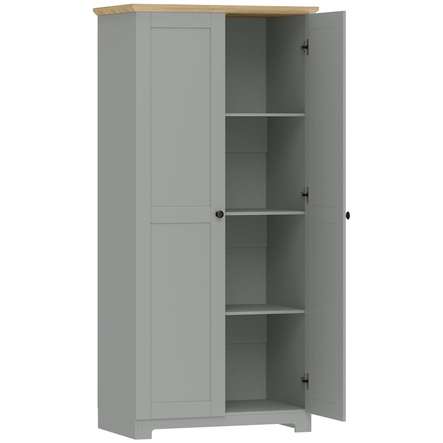 172cm Kitchen Cupboard, Freestanding Storage Cabinet with Doors and Shelves, Modern 2-Door Kitchen Pantry Cupboard for Dining Room, Grey