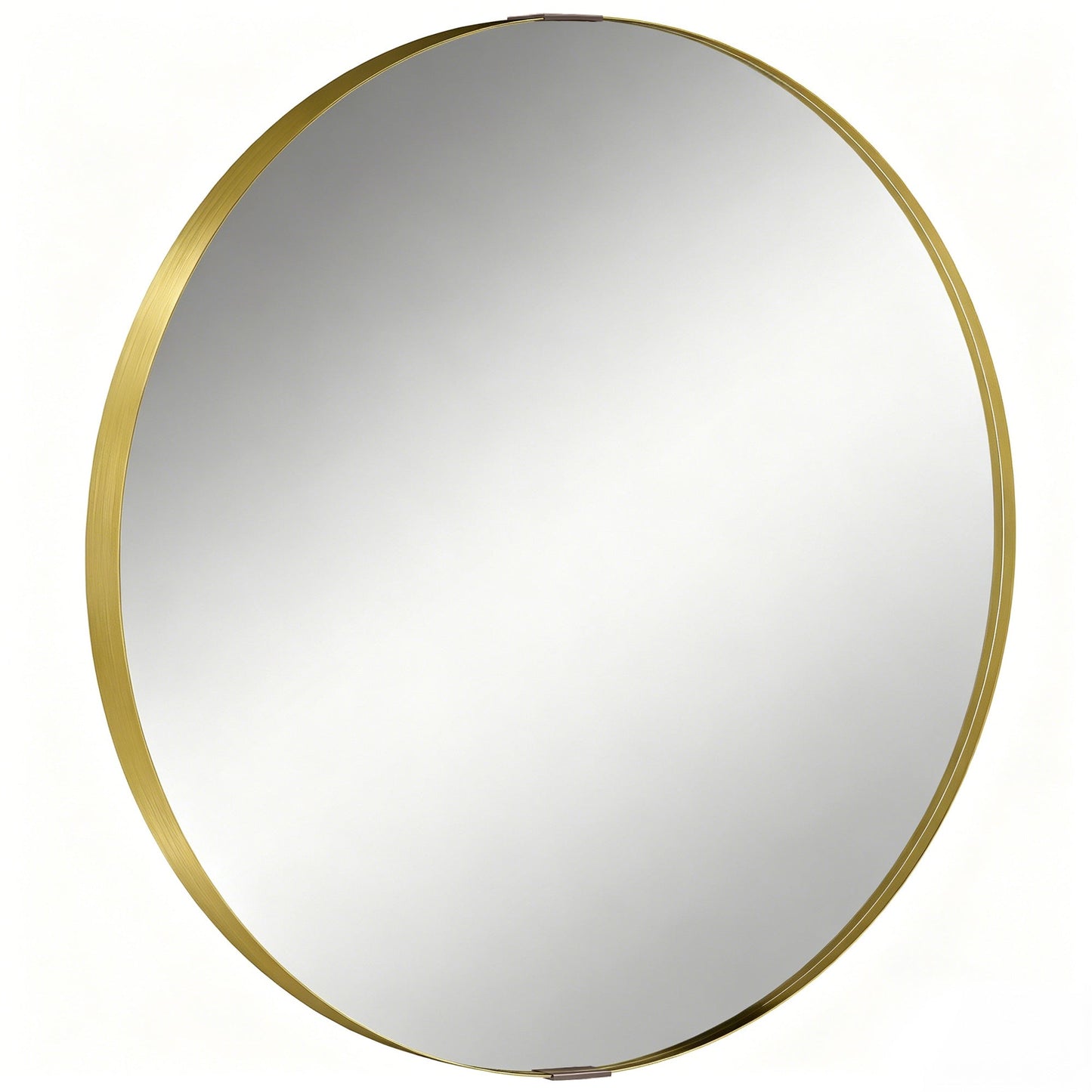 Round Wall Mirror 61 cm, Wall Mounted Bathroom Mirror with Tempered Safety Glass and Aluminium Alloy Frame for Living Room, Bedroom, Entryway, Home, Gold Tone