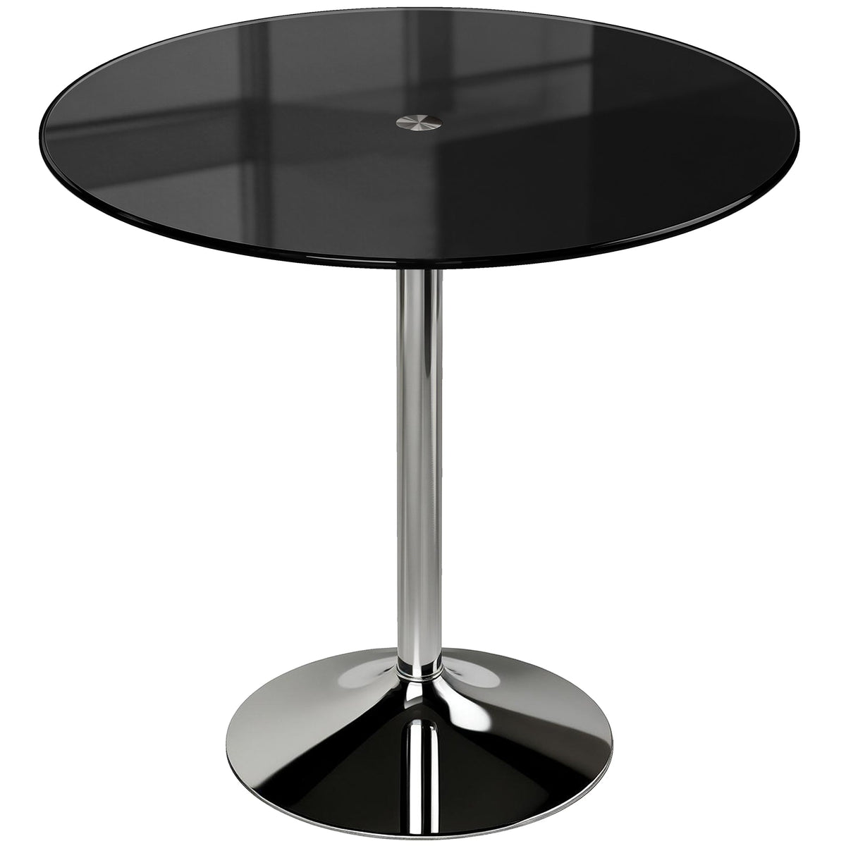 Round Bar Table, Modern Dining Table with Tempered Glass Top and Steel Frame for 4, Easy Assembly for Breakfast Bar, Dining Room, 80 x 80 x 77cm, Black