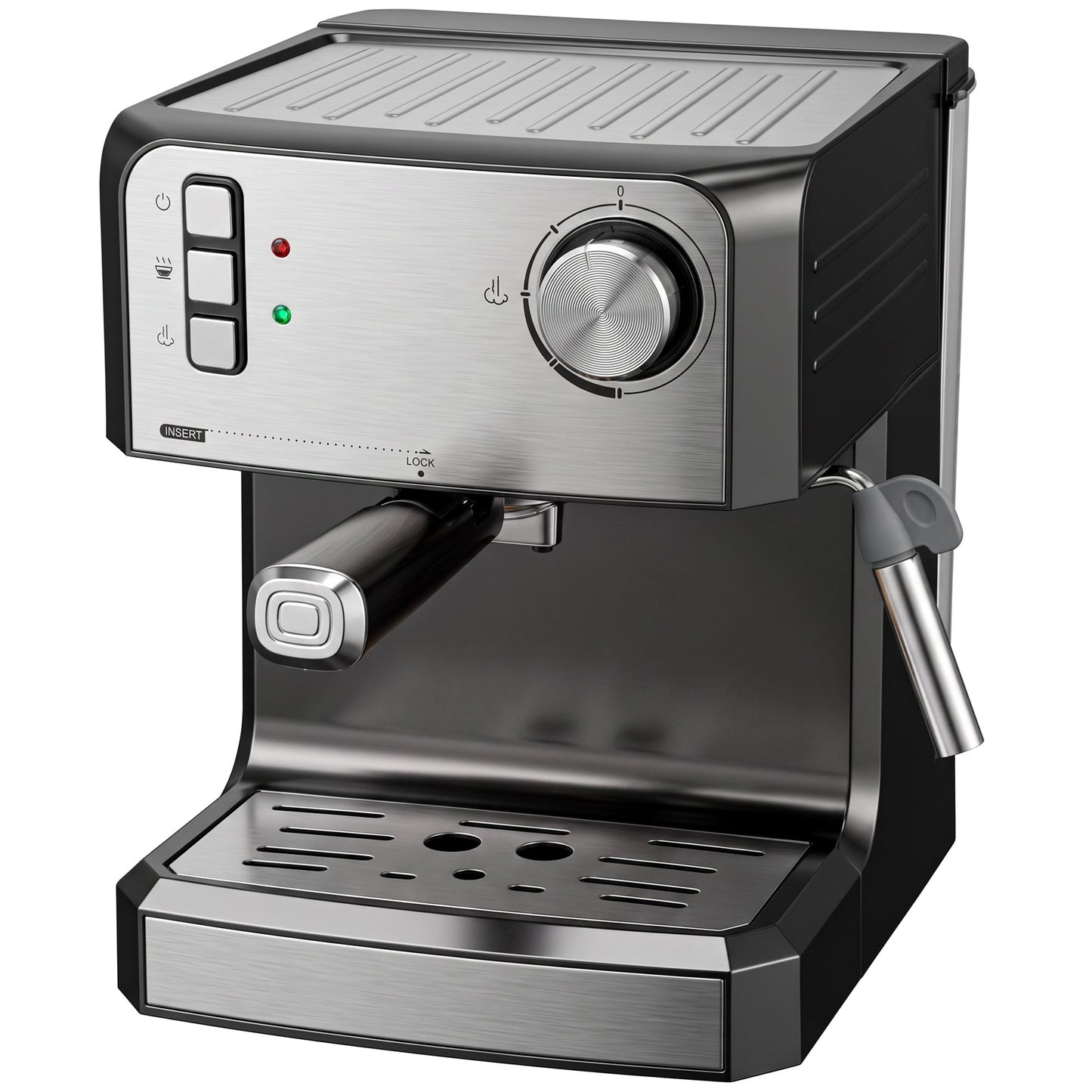 Espresso Machine with Milk Frother Wand, 1.6 L Water Tank, 850W Semi Automatic 20 Bar Coffee Machine, Latte and Cappuccino Maker with Double Shot, Hot Water, Cup Warming, Black and Silver