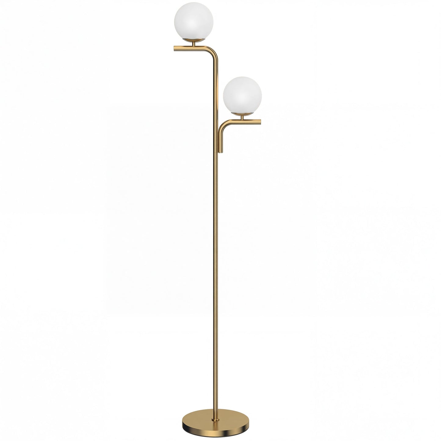 LED Floor Lamp, Modern Standing Lamp with 3 Colour Temperatures, Globe Glass Shades and Foot Switch, for Living Room Bedroom Home Office, Gold Tone
