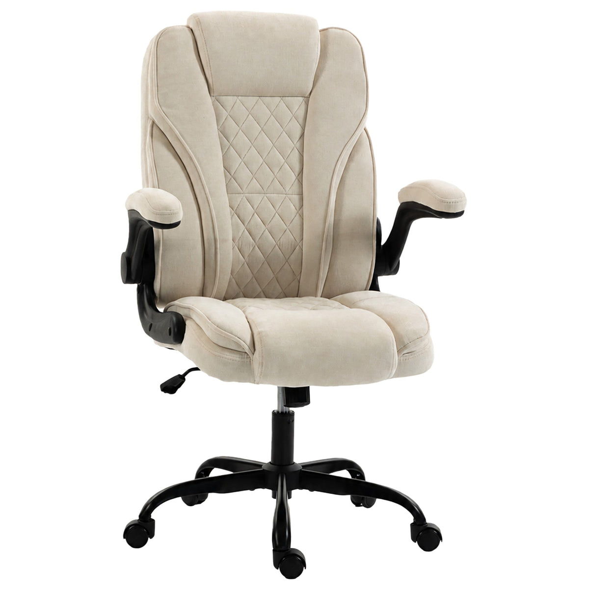 Office Chair, Ergonomic Executive Desk Chair with Padded Flip-up Armrest, Pocket Springs, Swivel Wheels, Multiple Angle Rocking, Adjustable Height, Diamond Fabric for Home Office, Beige