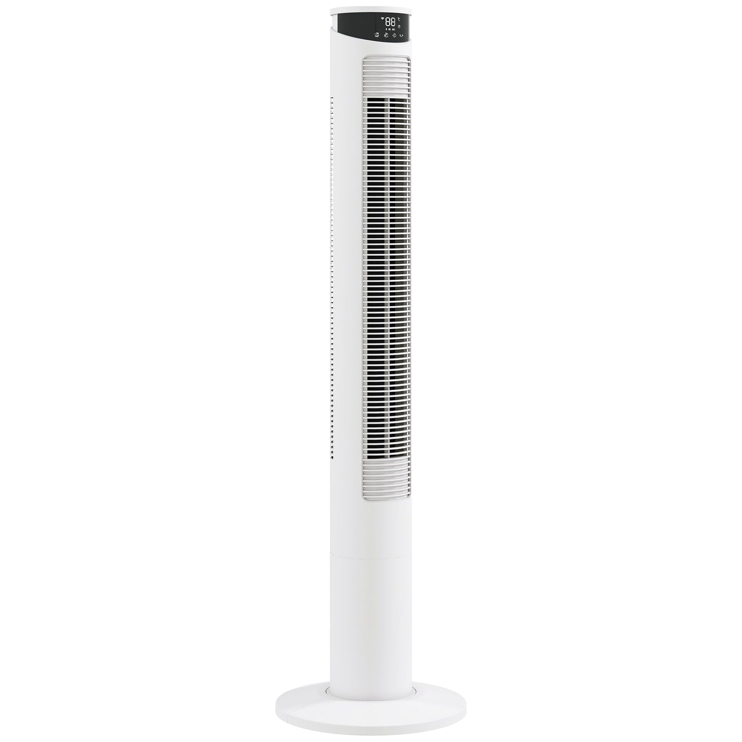 116 cm Tower Fan for Cooling, Standing Floor Fan with WiFi Control, 65° Oscillating, 12 Hour Timer, LED Display and Remote Control for Bedroom, Office, White