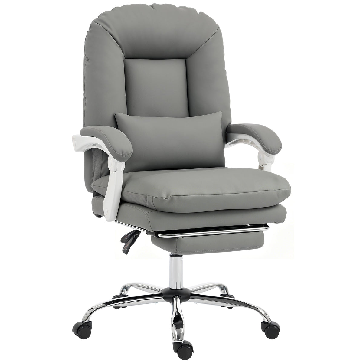 Ergonomic Executive Office Chair, Velvet Reclining Computer Desk Chair with Lumbar Support, Footrest, Plush Thick Cushion, 360° Swivel for Home Office, Grey