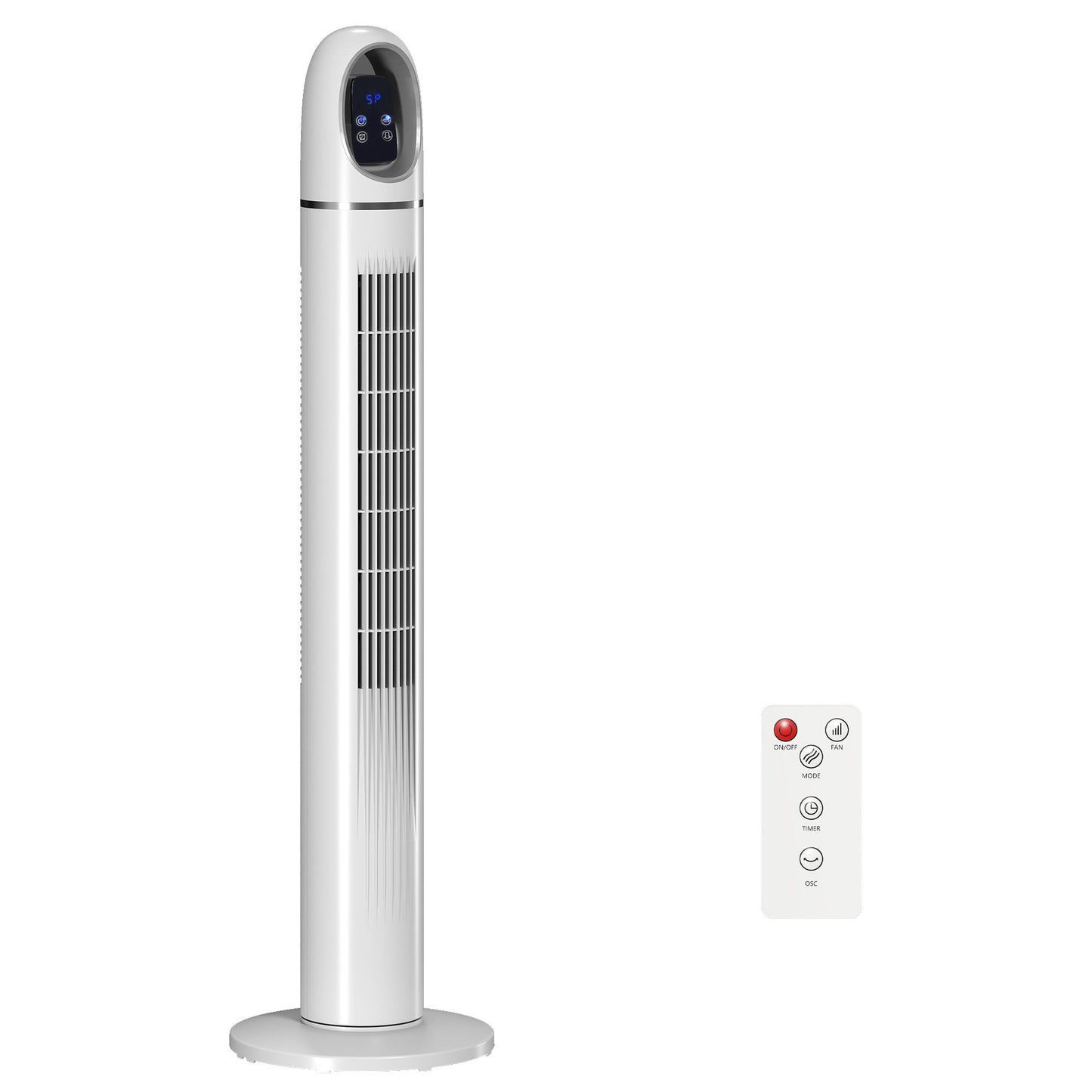 Tower Fan for Bedroom, Standing Floor Fan with 70° Oscillating, 3 Modes, 3 Speeds, 24 Hour Timer, LED Display and Remote Control, 44 inch, White