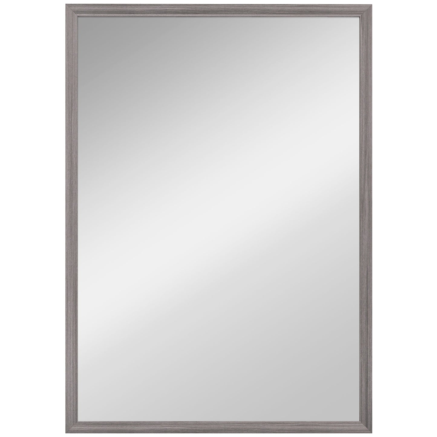 Decorative Rectangular Wall Mirror, 50W x 70H cm Wall-Mounted Bathroom Mirror for Living Room, Bedroom, Hallway, Grey Wood Grain