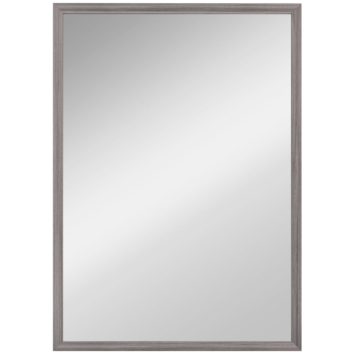 Decorative Rectangular Wall Mirror, 50W x 70H cm Wall-Mounted Bathroom Mirror for Living Room, Bedroom, Hallway, Grey Wood Grain