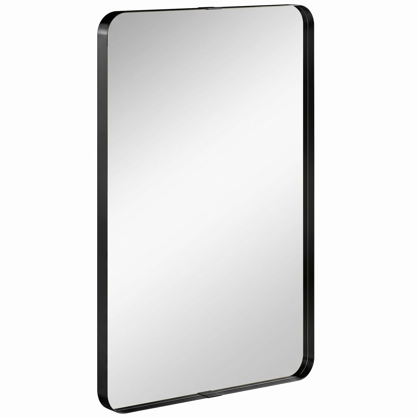 Rectangular Wall Mirror, 90 x 60 cm Wall Mounted Bathroom Mirror with Aluminium Alloy Frame and Tempered Glass for Hallway, Living Room, Bedroom, Black