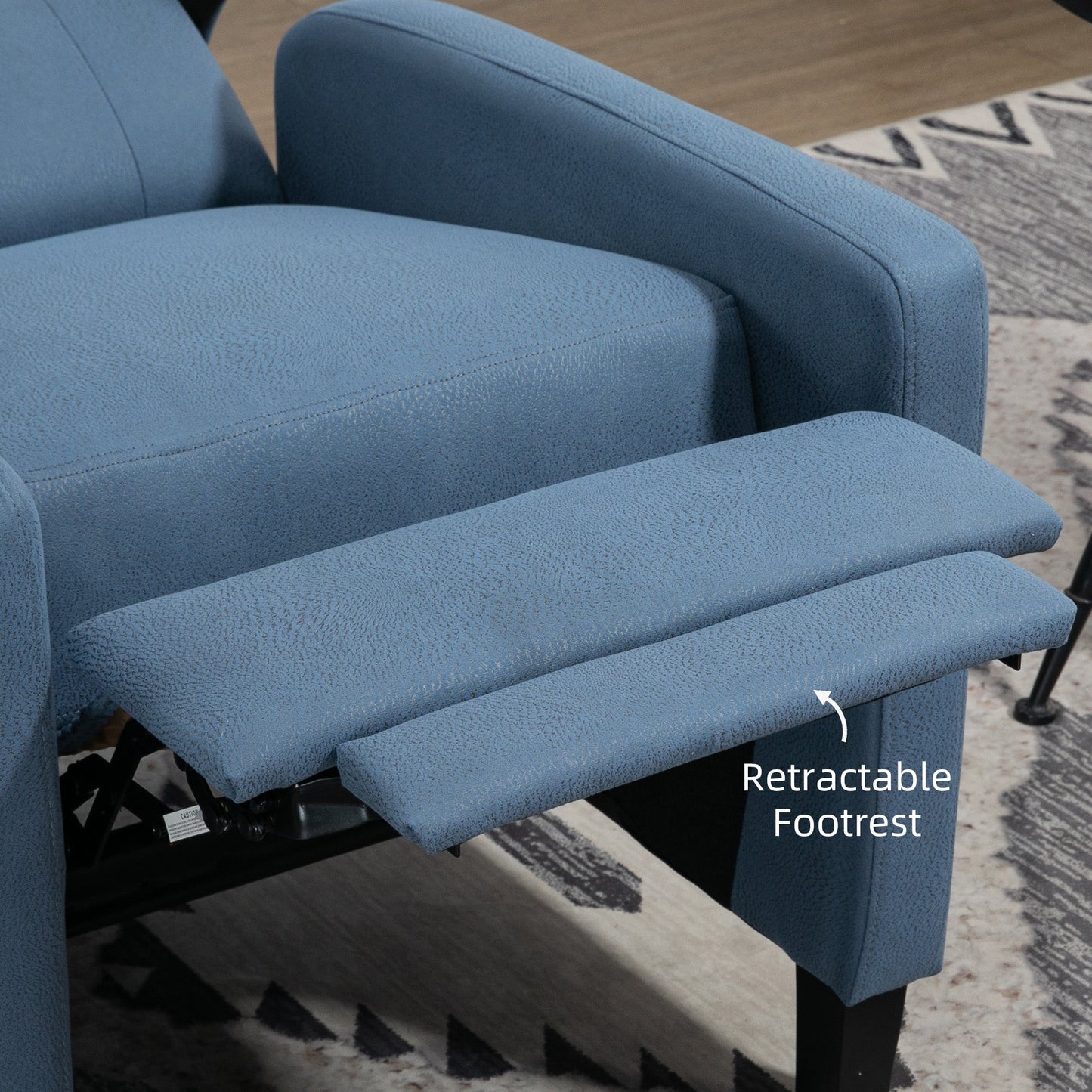 HOMCOM Wingback Push Back Recliner Armchair, Microfibre Cloth Reclining Chair with Leg Rest, Button Tufted, for Home Living Room Theater, Deep Blue