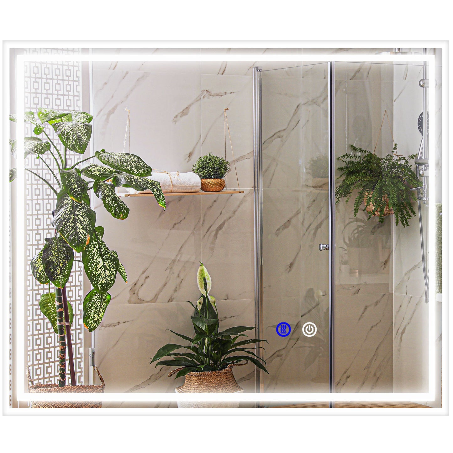 kleankin Bathroom Mirror with LED Lights, Dimmable Makeup Mirror with 3 Temperature Colours, Defogging Film, Memory Function and Aluminium Frame, Hardwired, Horizontal and Vertical, 60 x 50 cm