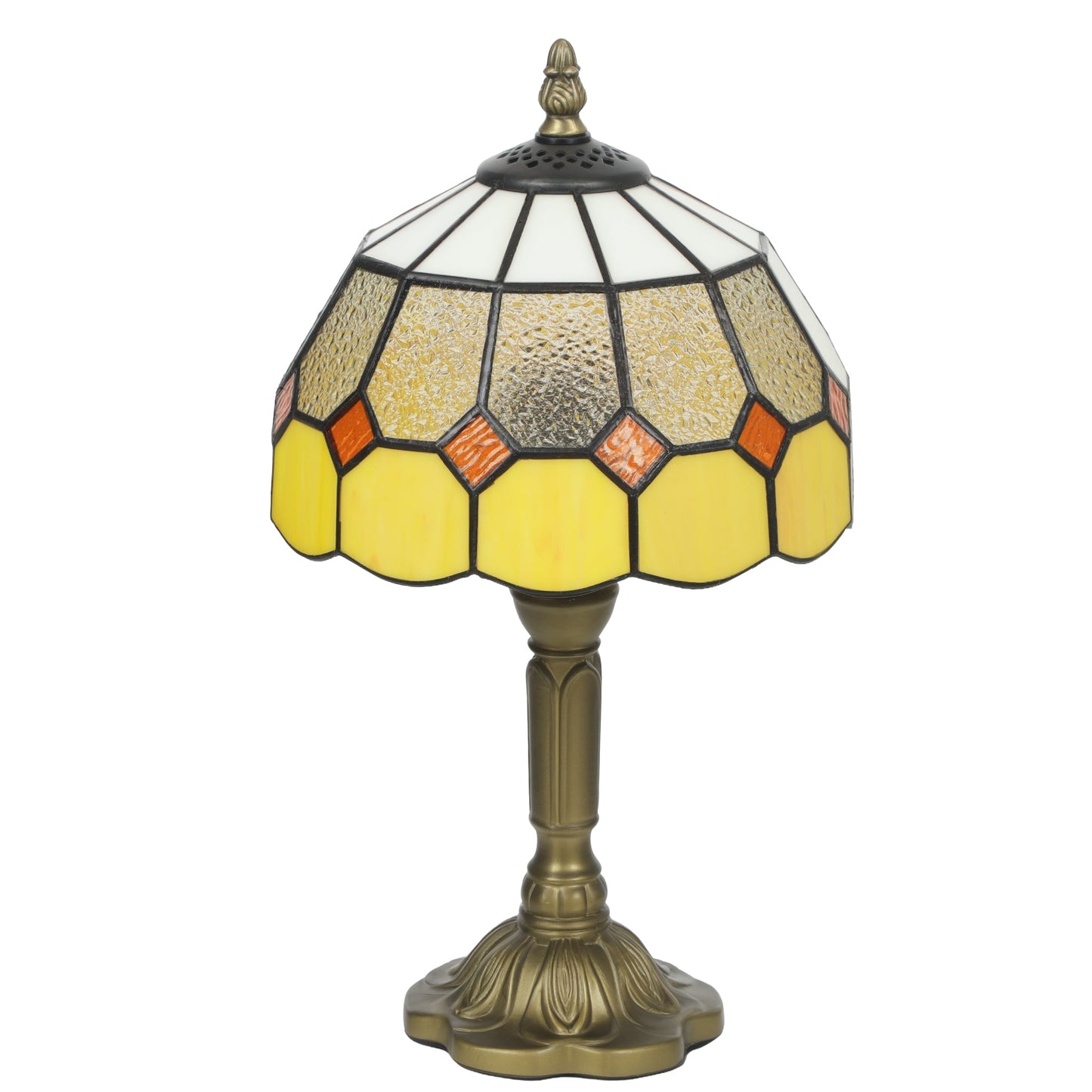 Handmade Stained Glass Table Lamp, Tiffany-Style Bedside Lamp for Bedroom, Living room, Home, Nightstand, Decorative Night Light, Orange