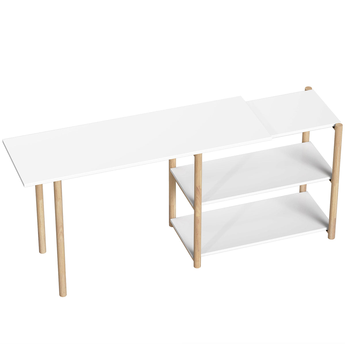 Computer Desk, Modern Writing Desk with Storage Shelves and Bamboo Frame, Easy Assembly Study Table for Home Office, Bedroom, 150 cm, White and Oak