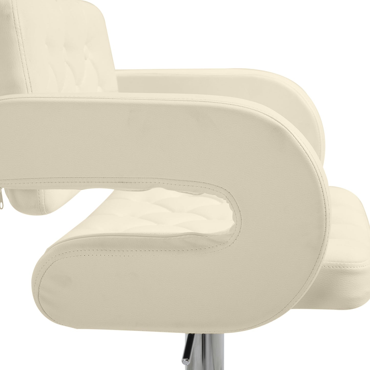 HOMCOM Swivel Bar Stool with Extra Large Seat, PU Leather Upholstered Adjustable Barstool with Back, Arm and Footrest, Breakfast Bar Chair for Bistro, Kitchen, Beige