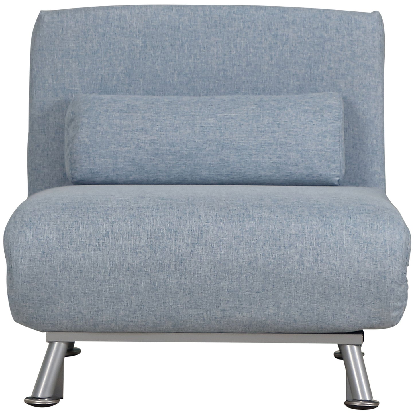 HOMCOM Linen Single Chair Bed, 3-in-1 Convertible Sleeper Chair with Adjustable Backrest, Pillow, for Living Room, Bedroom, Sky Blue