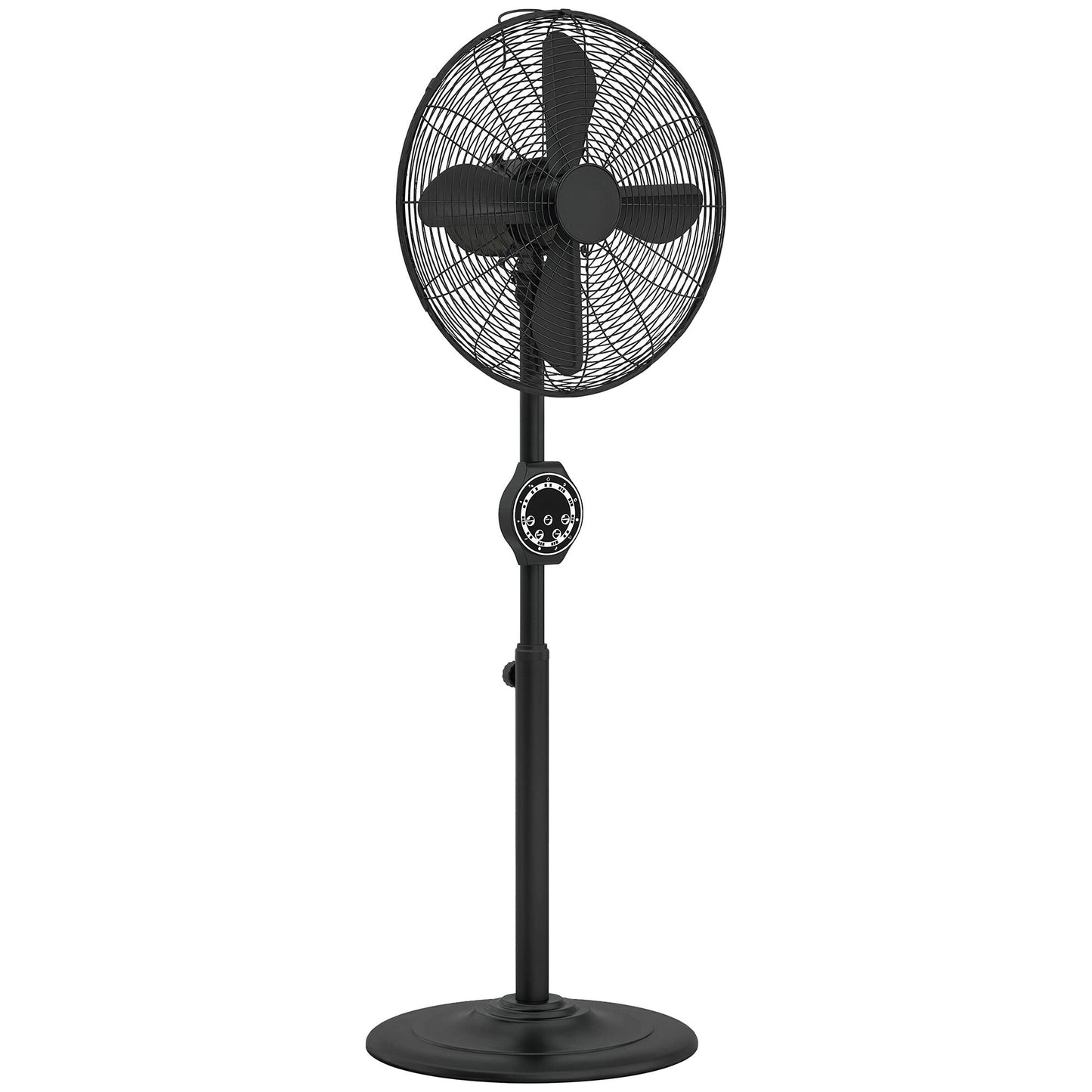 41 cm Metal Pedestal Fan, Electric Standing Floor Fan, Oscillating, Adjustable Height, 3 Speed, 7.5H Timer, Remote Control, Sleep Mode, for Home Office Bedroom, Black