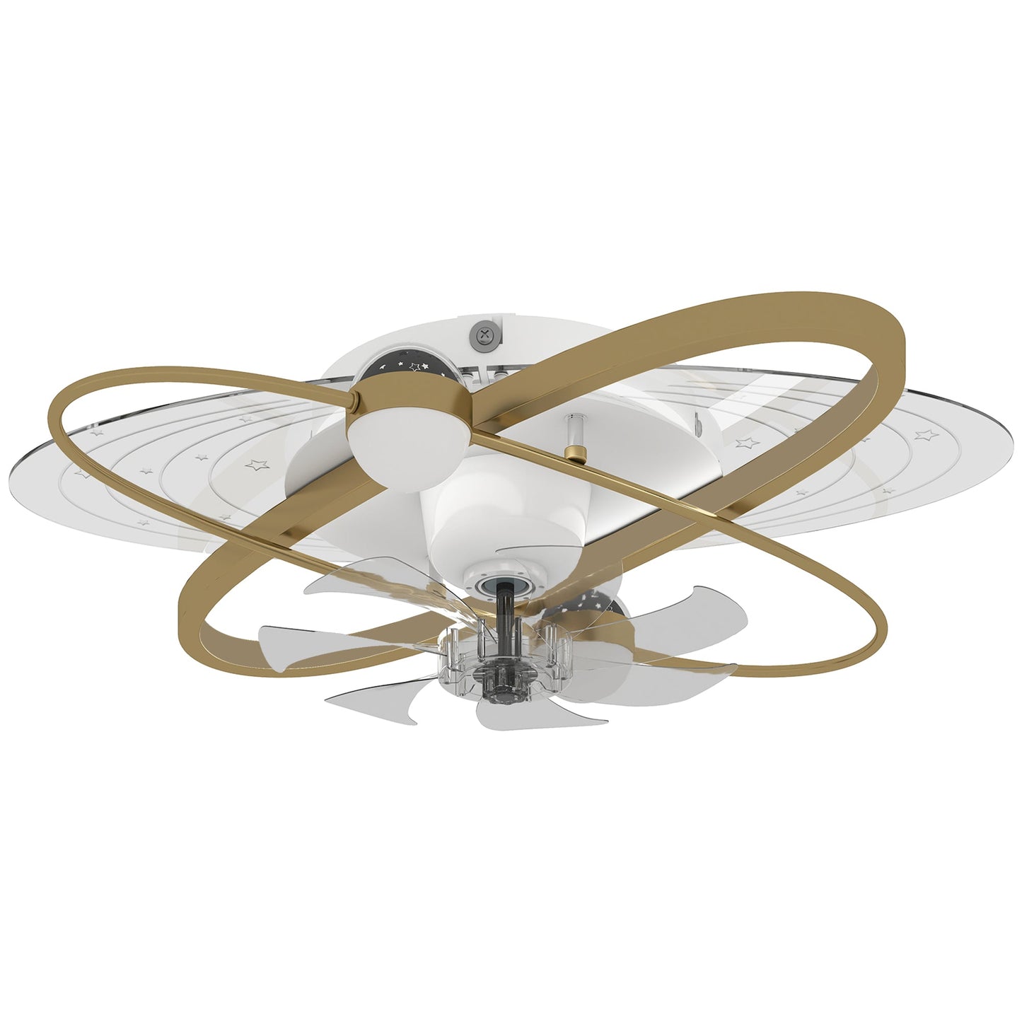 Ceiling Fans with Lights and Remote & App Control, 62 cm Modern LED Ceiling Fan Light with 3 Colour Temperatures, 6 Speed, Timer, Dimmable, Quiet Reversible DC Motor, for Bedroom, Gold Tone
