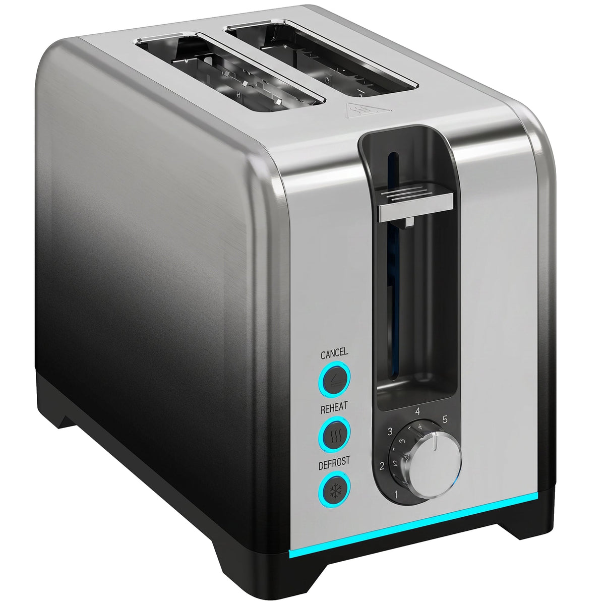 2 Slice Toaster with 7 Browning Levels, Reheat, Defrost and Cancel Functions, Self-Centring Slots, Auto Shut-Off, Removable Crumb Tray, 930W, Black
