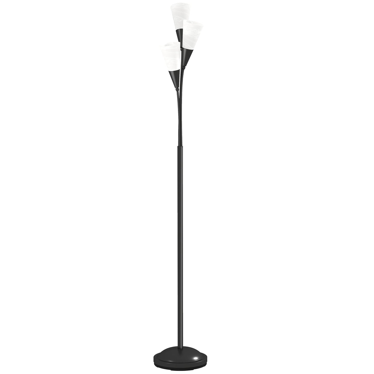 3-Light Upright Floor Lamps for Living Room, Modern Standing Lamp for Bedroom with Steel Base, Bulb not Included, Black