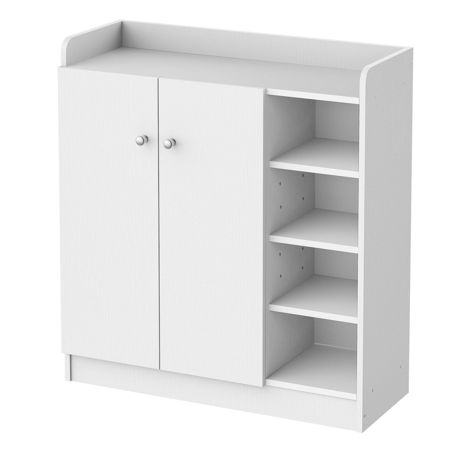 HOMCOM Shoe Storage Cabinet Two Doors w/ Adjustable 4 Shelves Cupboard Footwear Rack Stand Organiser Hallway White