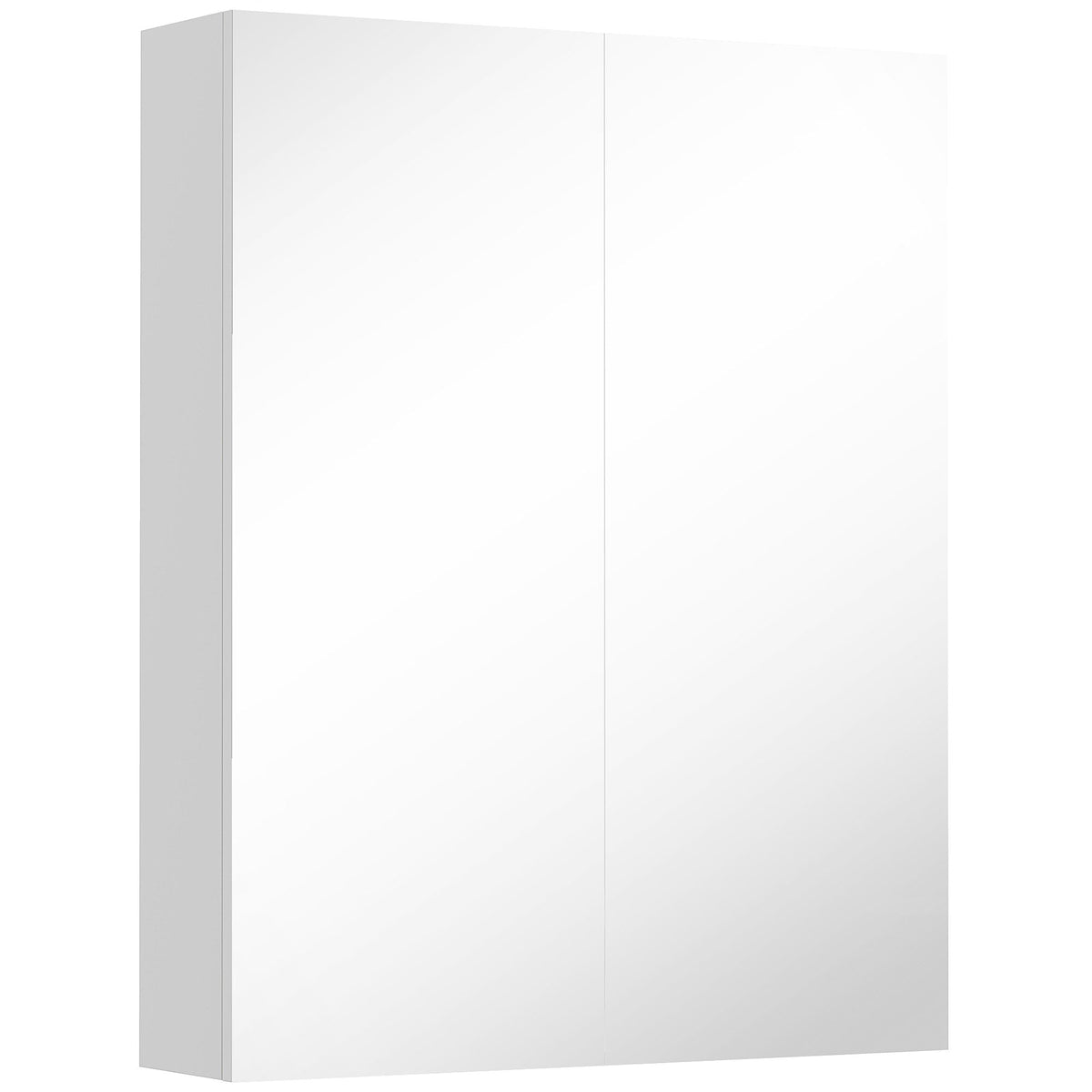 Bathroom Mirror Cabinet, 3-Tier Wall Mount Bathroom Storage Cabinet with Soft-Close Hinges and Adjustable Shelf, Double Door Cupboard, 60W x 15D x 75H cm, White