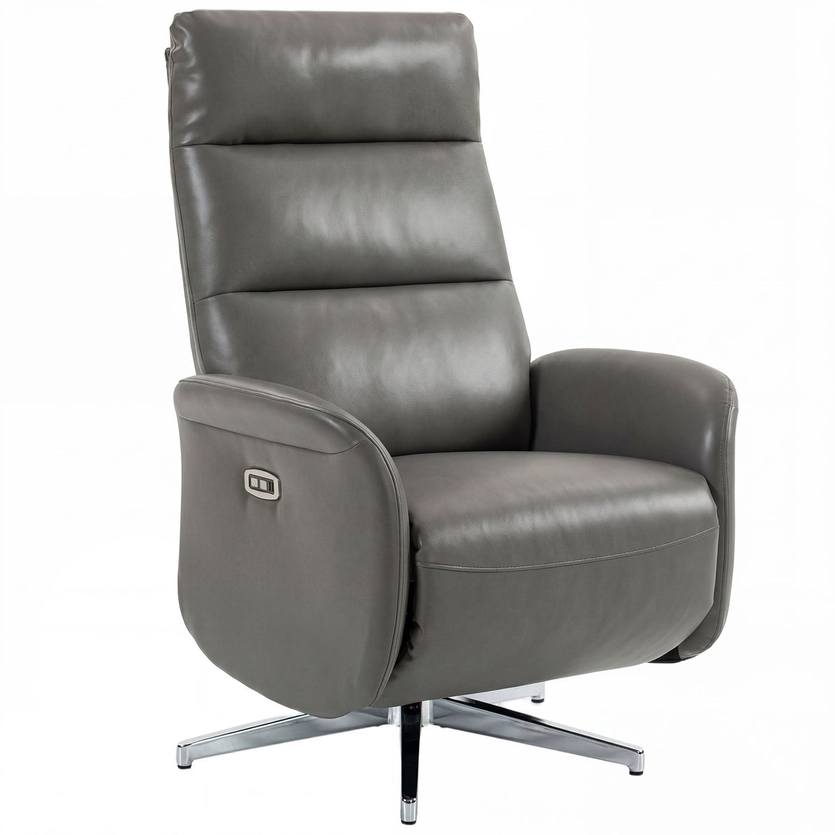 Electric Recliner Armchair, PU Leather Swivel Recliner Chair with Type C+USB, 160° Reclining Chair with Adjustable Leg Rest for Home Living Room Theater, Dark Grey