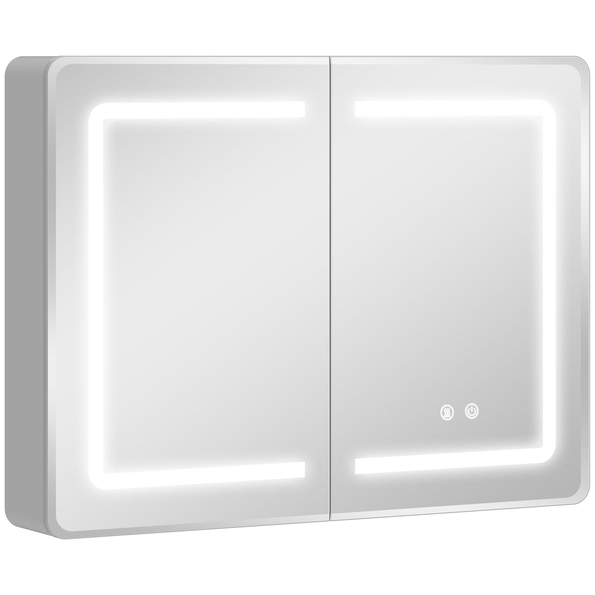 Bathroom Mirror Cabinet with LED Lights and Double-Sided Mirrors, 600 x 800 mm Aluminium Wall Mounted Bathroom Cabinet with Anti-Fog, 3 Colour Dimmable Lighting, Adjustable Shelves