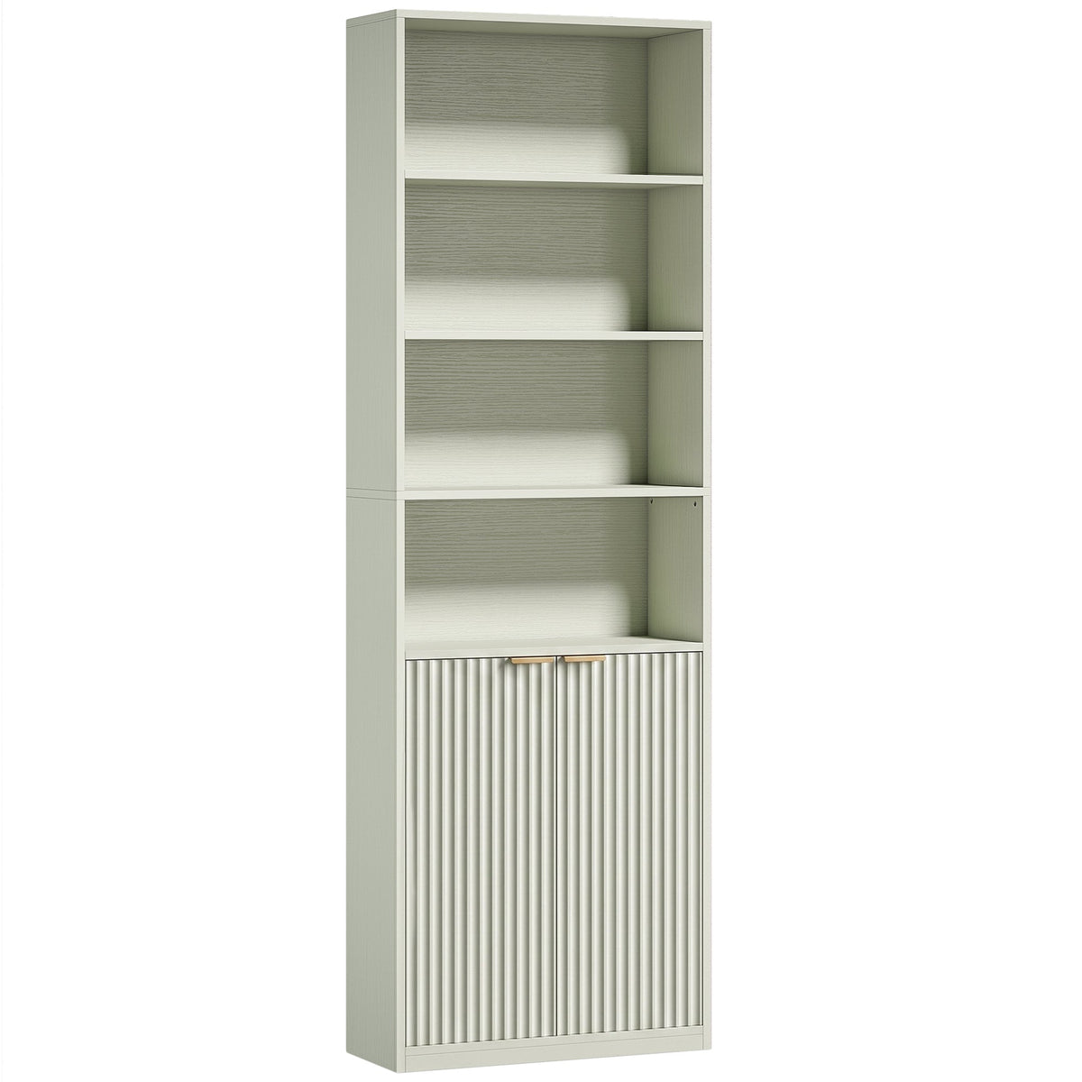 Slim Bookcase, 6-Tier Tall Bookshelf, Freestanding Shelving Unit with Cabinet, Adjustable Shelf, 60 x 24 x 182 cm for Living Room, Study, Home Office, Light Green