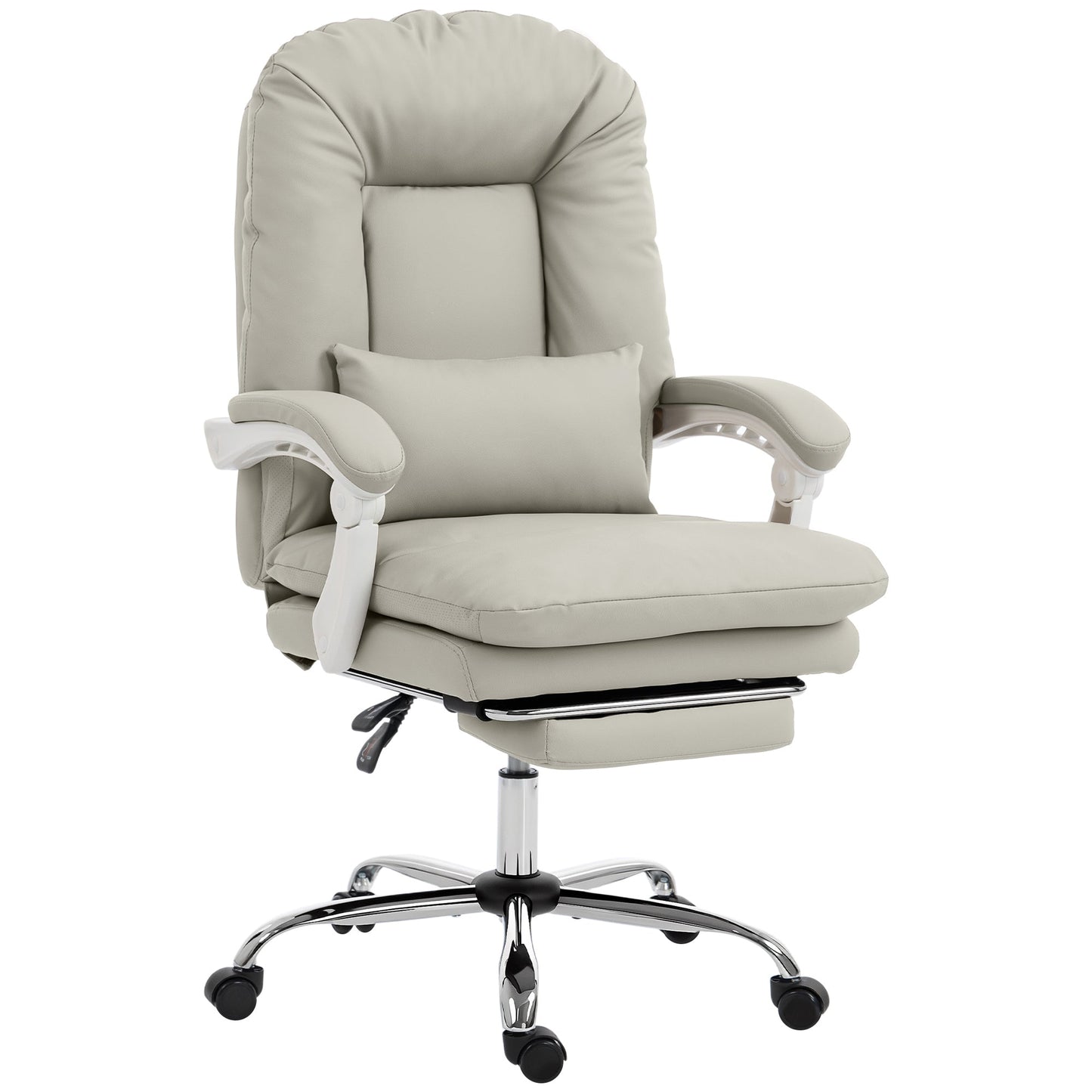 Ergonomic Executive Office Chair, Velvet Reclining Computer Desk Chair with Lumbar Support, Footrest, Plush Thick Cushion, 360° Swivel for Home Office, Khaki