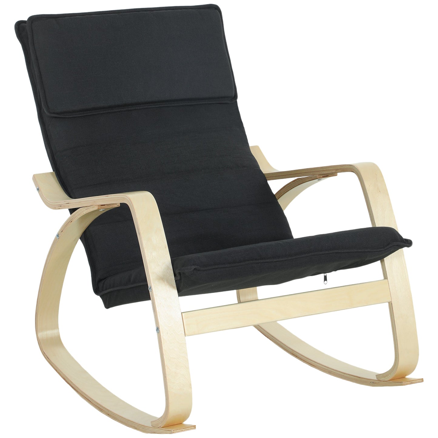 Comfortable Relax Rocking Chair, Upholstered Lounge Chair with High Back and Headrest for Living Room, Bedroom, Black