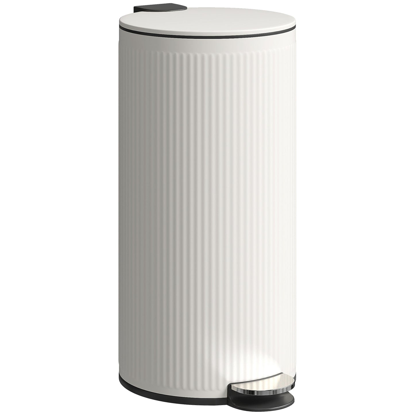 30 Litre Pedal Kitchen Bin with Soft Close and Stay Open Lid, Rubbish Bin with Removable Inner Bucket for Kitchen, Office, Home, Cream
