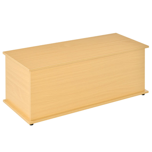 HOMCOM 113L Storage Chest, Storage Box with Flip-Top Lid and 2 Safety Hinges, Storage Trunk for Living Room, Entryway, 100 x 40 x 40 cm, Burlywood