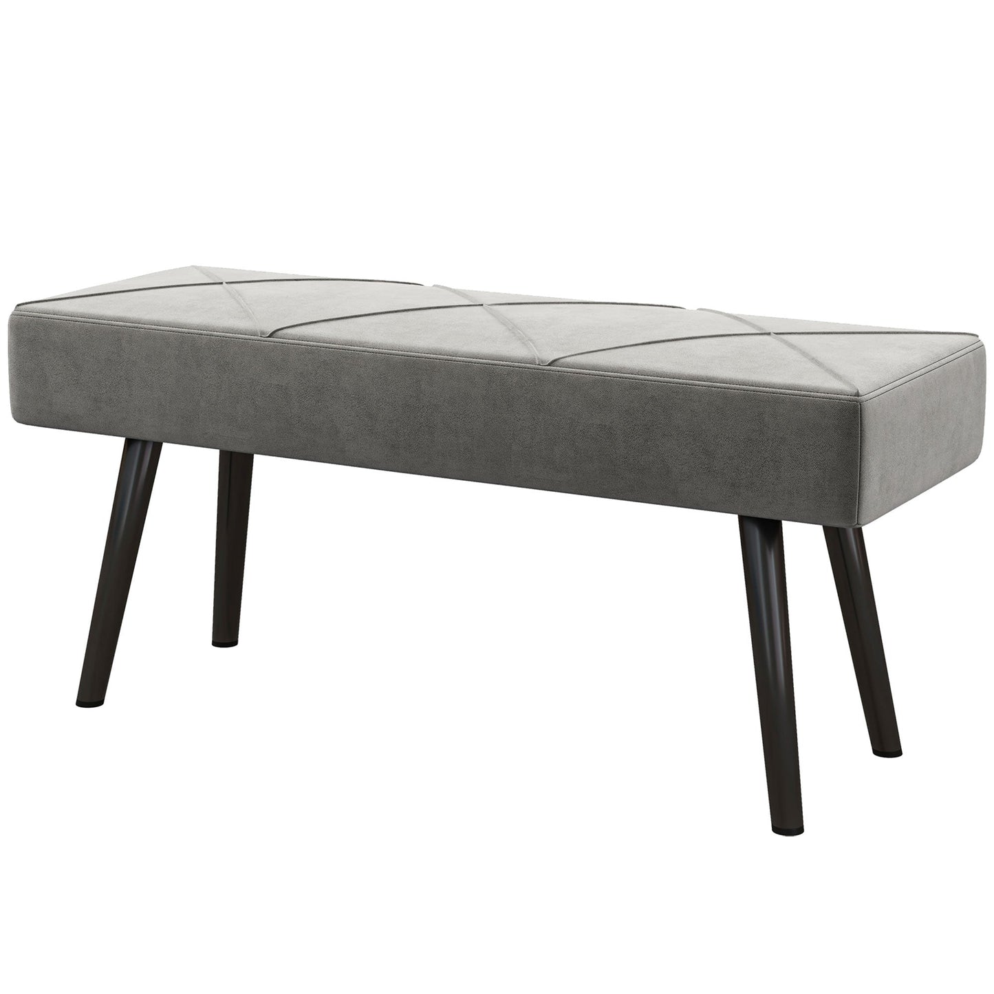 HOMCOM End of Bed Bench with X-Shape Design and Steel Legs, Upholstered Hallway Bench for Bedroom, Grey