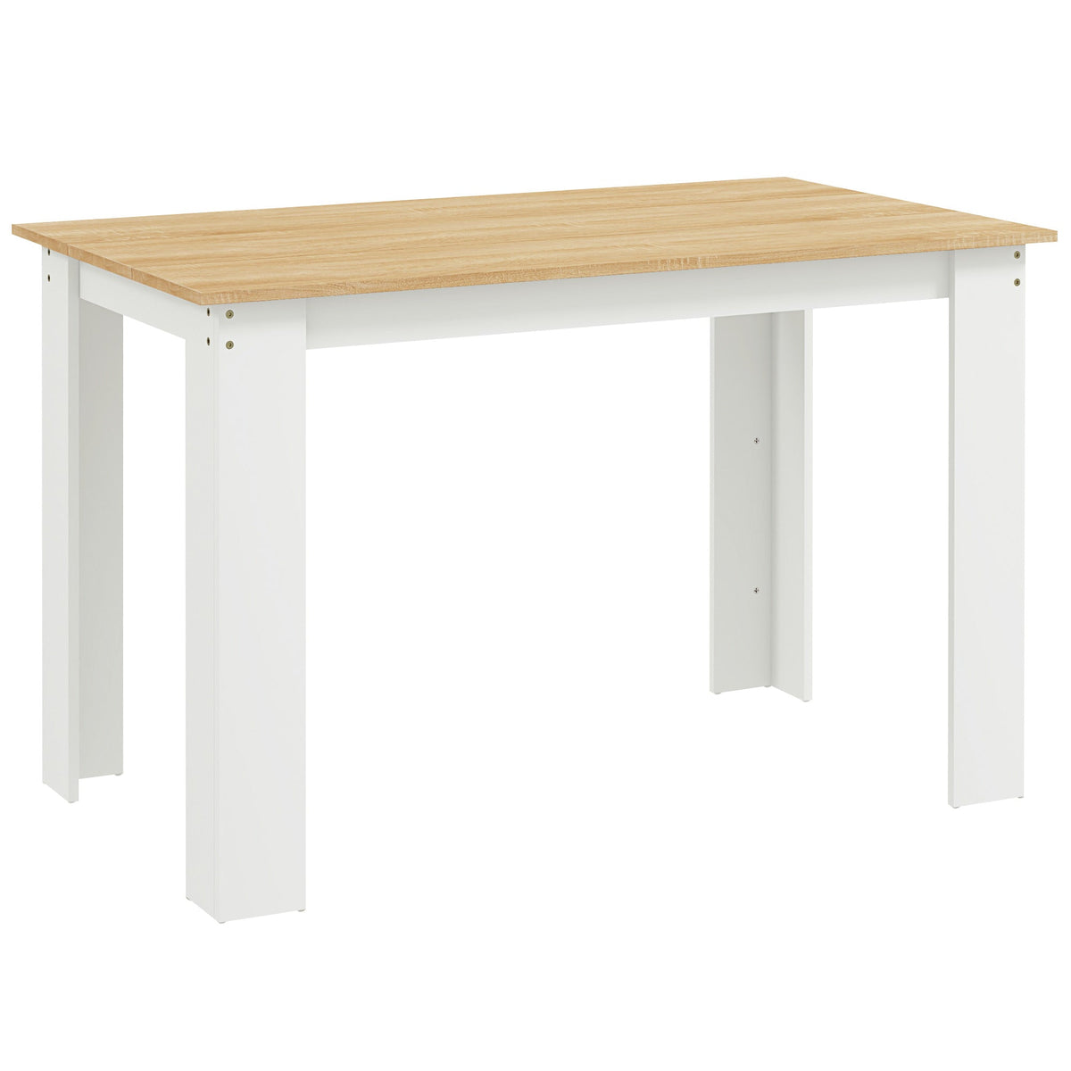 Dining Table for 4 to 6, 120W x 69D x 75H cm, Modern Kitchen Table with Wood Effect Tabletop for Dining Room, Kitchen, Living Room, Oak and White