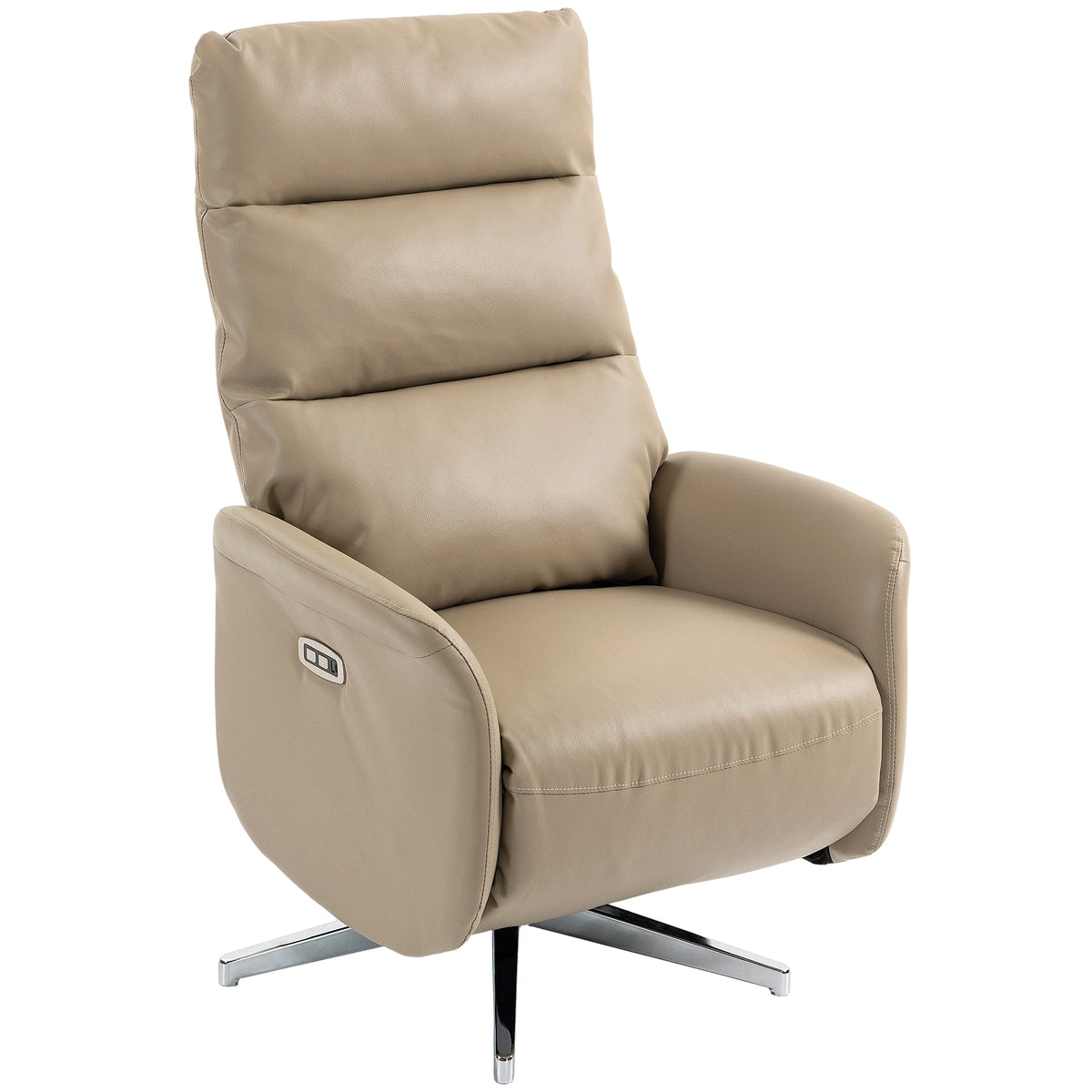Electric Recliner Armchair, PU Leather Swivel Recliner Chair with Type C+USB, 160° Reclining Chair with Adjustable Leg Rest for Home Living Room Theater, Brown