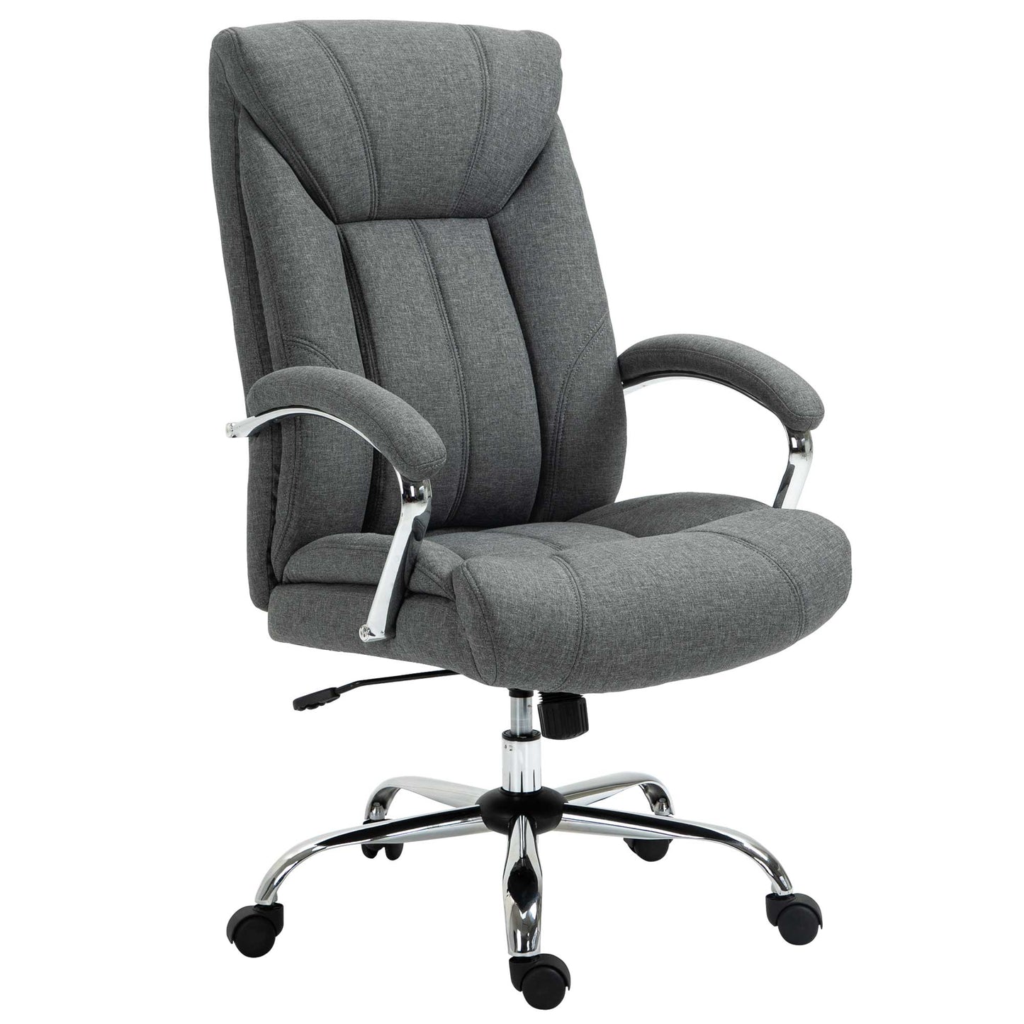 Vinsetto Office Chair, Fabric Desk Chair, Padded Executive Chair with Adjustable Height, Swivel Wheels, Metal Star Base, Grey