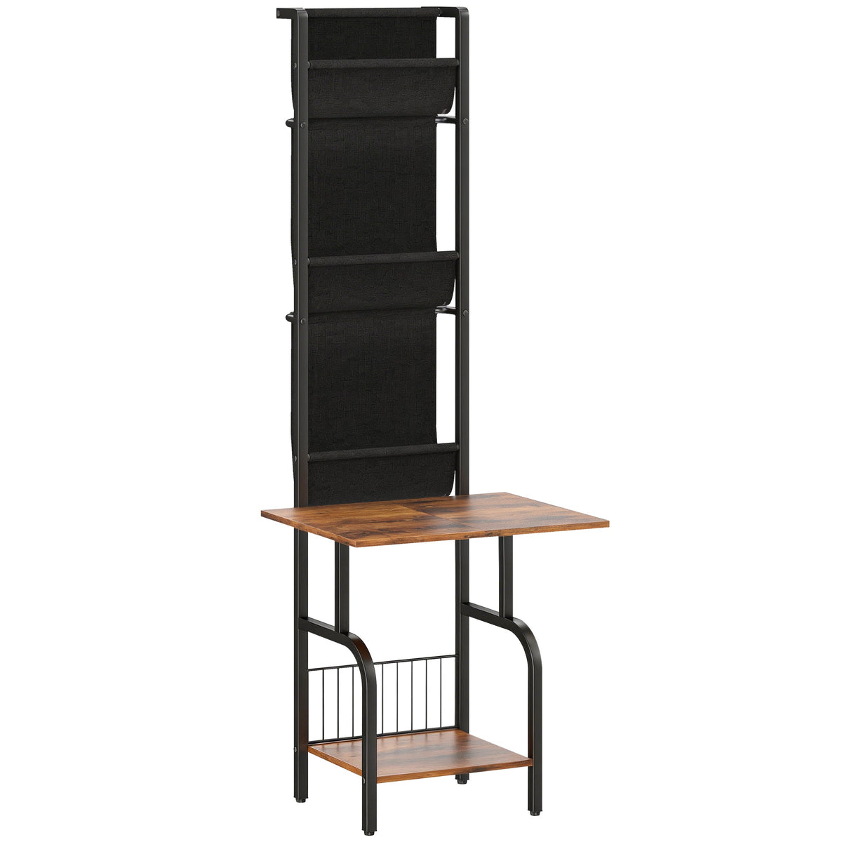 Vinyl Record Storage with Player Stand, Turntable Stand and Display Shelf, CD Storage Unit for Up to 40 CDs, Record Player Table for Living Room or Bedroom, Rustic Brown and Black